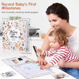 Baby Memory Book - Growing up with you, 248 Pages Color, Keepsake Journal for Baby's First Five Years,Unisex Baby Scrapbook,Record Book for New Parents, Ideal Gift for Baby Shower and Welcome Party