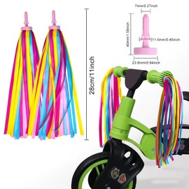 Mlurcu Bike Streamers Bike Tassels for Kids 1 Pair, Kids Bike Accessories Scooter Bicycle Tricycle Handlebar Streamers Handle Bar Grips Accessories for Girls and Boys (Rainbow)