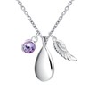 KnSam Stainless Steel Ash Pendant, Drop Heart Necklace with Birthstone