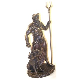 Veronese Design 10.6" Hades Greek God of The Underworld with Cerebrus Hell Hound Statue Cold Cast Resin Antique Bronze Finish