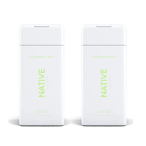 Native, Cucumber and Mint Body Wash 11.5 oz Bottles x2