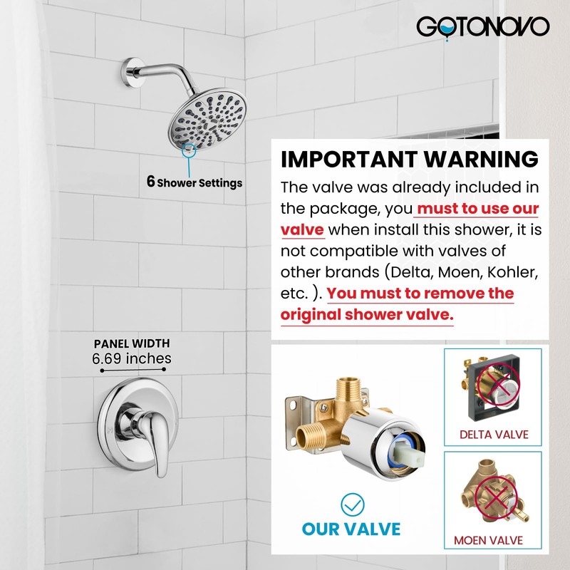 gotonovo Shower Faucet Set Bathroom Shower Head and Handle Set
