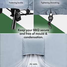 VonHaus Waterproof Kettle BBQ Cover - Premium Heavy Duty, Breathable 420D Oxford Fabric Protection for Portable Charcoal/Gas Barbecues (Grey, H90 x W70 x D70cm)