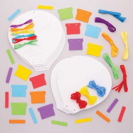 Baker Ross Braiding Craft Kits "Hot Air Balloons" (Pack of 6) - Ribbons and Stencils for Kids to Design