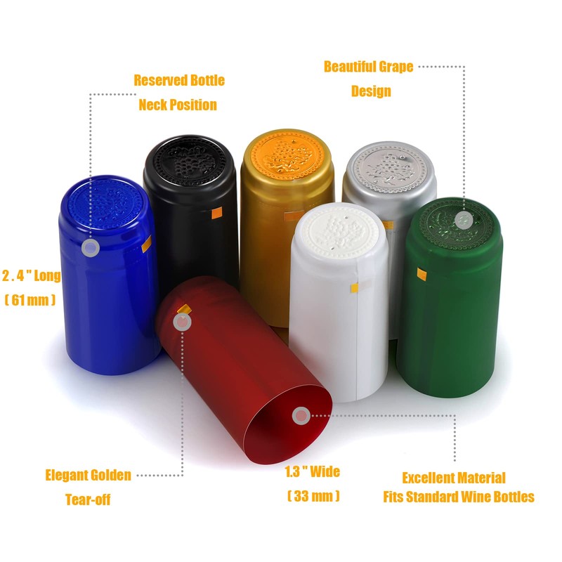 PVC Heat Shrink Capsules - 120 Count Bright Blue Wine