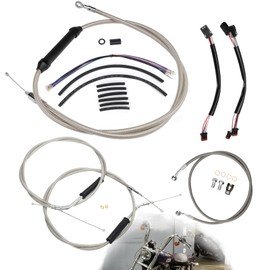 TIGERSGATE 12" Ape Hanger Sportster Cables Kit Handlebar Extended CAN-Bus/Turn Signal Wires/Clutch/Throttle Cables/Brake Line for 2014-2021 Harley Non-ABS Iron XL XLH 883 1200 50 Models(Chrome)