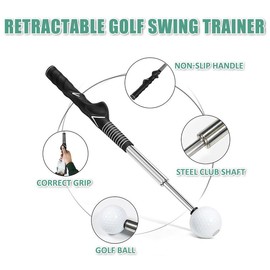 Arttodo Telescopic club, Retractable Golf Swing Training Aid, Click Sound Stick Trainer,  Golf Warm Up, Grip, Strength, Tempo Training Aids, Golf Gift:_Black-Left Handed