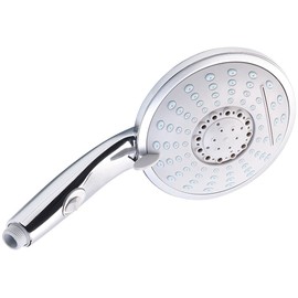 BadeStern Shower Head with Water Stop: XL Shower Head with Water Stop Button and 5 Jet Types, Stainless Steel Hose (with Stop Function, Shower, Shower)