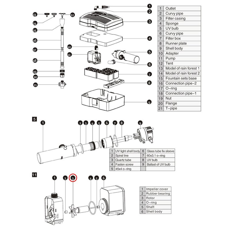 SunSun Cuf 5000 Pump Shaft Replacement Part for Filter Pump