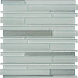 Simple Tile - 5 Sheets Glass Mosaic Tile for Kitchen Backsplash, Bathroom Shower Wall, Etc, Simple Color Collection, Mixed Strips, 12-1/2"X12 X5/16 (Set of 5 Sheets, GTM 005 - Key West)