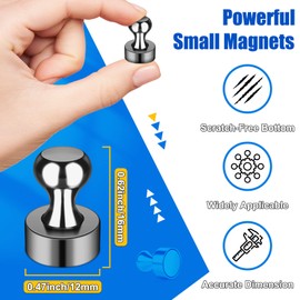 DURMATE Strong Magnets for Whiteboard, Small Cute Push Pins, Circle Fridge Magnets, Black Magnetic Neodymium Strong for Kitchen, Office, Crafts Classroom, Gadgets, Wall Decor, Pack of 28