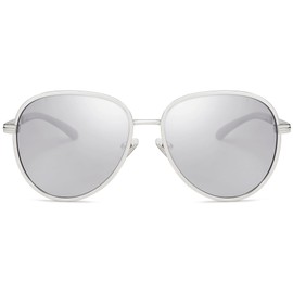 SOJOS Retro Trendy Aviator Sunglasses Women Men 90s Vintage Glasses Stylish Sunglasses SJ1216,(Silver/Silver/Black)