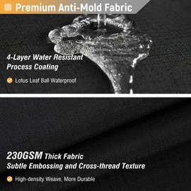 BTTN 182 x 214cm Drop Extra Long Shower Curtain, Long Weighted Mould Resistant Waterproof Fabric Bath Curtain for Bathroom, Heavy Duty Large Waterproof Washable Shower Curtain Set with 12 Hooks, Black