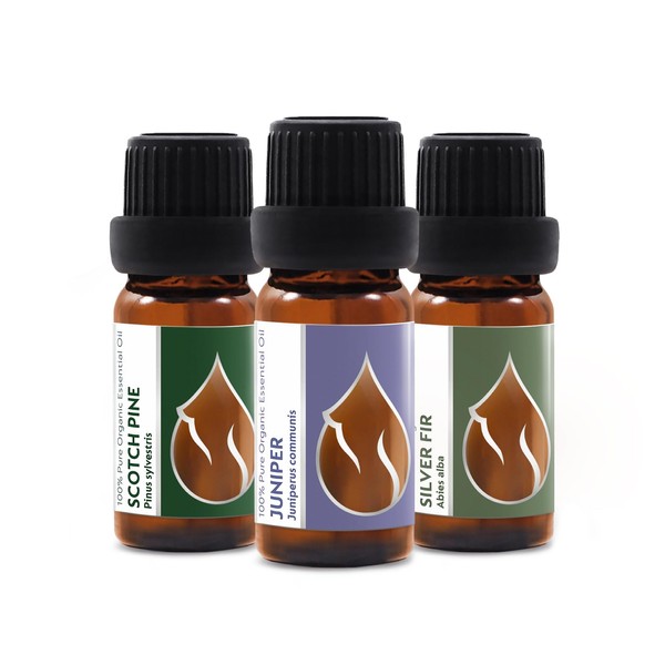 Set of 3 "Waldzauber" Organic Essential Oils Scots Pine + White Fir + Juniper 100% Natural Undiluted Organic Certified Top Quality from Family Business No Genetic Engineering Vegan (3 x 10 ml)