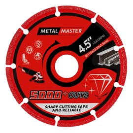 LOZLIN 4.5" Diamond Metal Cutting Wheel - 7/8" Arbor with 5000+ Cut Life for Steel/Rebar/Iron, Heavy Duty Angle Grinder Disc for Metalworking & Construction