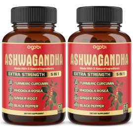 Ashwaga Root Agobi 5200mg Suplemento Deportivo - 2 Pack Sin Sabor
