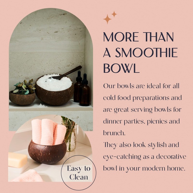 COCOBOWLCO Coconut Bowl Set with Wooden Spoons – Eco-Friendly Acai