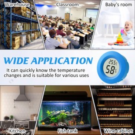 3-Pack LCD Digital Hygrometer Thermometer Hydrometer Humidity Meter Indoor Outdoor Mini Round Humidity Monitor for Humidors Greenhouse Garden Cellar Basement Home Office(Blue)