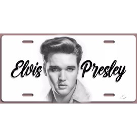 Unbranded ELVIS PRESLEY PENCIL DRAWING ARTWORK LICENSE PLATE, Made in USA