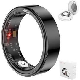 Kuinha Smart Ring for Women Men, Fitness Tracker with Health Metrics Tracking, 20 Sports Modes, IP68 Waterproof Titanium, 7-Day Battery (Black,0#)