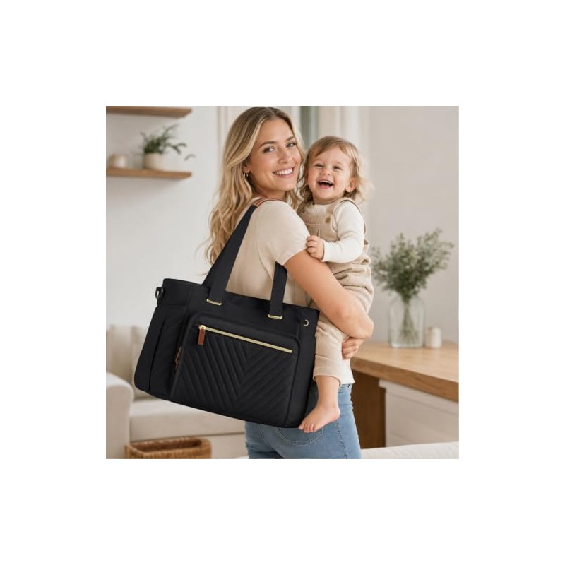 RAINSMORE Baby Changing Bags Large Nappy Tote Bag with Changing