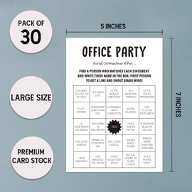 Qoqxjodd 30 Pack Minimalist Office Party Find Someone Who Game, Work Party Game, Team Meeting Game, Office Activities, Work Happy Hours Game for Coworkers - TM02