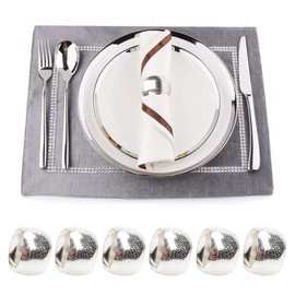 HuaLiSiJi Napkin Rings Silver Pack of 12 Napkin Rings Christmas Thanksgiving Wedding Party Family Dinner (12, Silver)