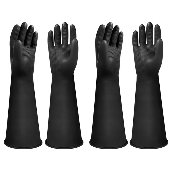 18" Rubber Gloves Heavy Duty Chemical Resistant Gloves Latex Protective