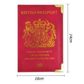 SamHeng British Passport Holder, Portable UK Passport Cover for Women Men, PU Leather Travel Wallet Case Organiser for Passport Credit Cards Boarding Passes (Red)