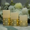 H-BLOSSOM Flickering Flameless Candles Ivory Real Wax Pillar with Embedded