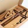 Woodvio - Handmade Wooden Wall Cross, Hand Carved Surface, Catholic