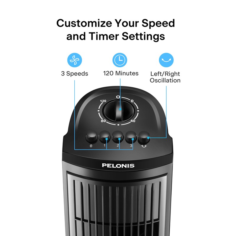 PELONIS 30 Inch Oscillating Tower Fan with 3 Speed Settings
