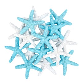 PH PandaHall 16pcs White Blue Starfish Decor Resin Flatback Starfish Ornaments Pencil Finger Starfish Decorative Ornaments for Wedding Party Christmas, Home and Crafts Project