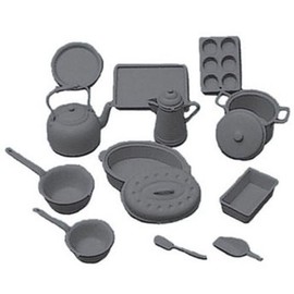 Dollhouse Miniature Chrysnbon Cookware Kit - Black