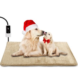 Heeyoo Pet Heating Pad, Adjustable Temperature Dog Cat Heating Pad with Timer, Waterproof Heated Dog Bed with Chew Resistant Cord, Auto Power-Off Indoor Pet Heated Mat for Dogs and Cats