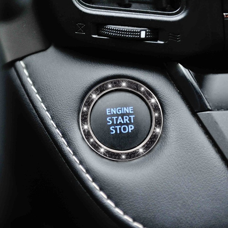 CGEAMDY 2 Pcs Car Push Start Button Crystal Rhinestone Cover/Sticker,