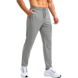 G Gradual 30"/32"/34" Inseam Tall Mens Sweatpants with Zipper Pockets Stretch Golf Workout Pants for Men Casual Athletic(Light Grey,L)