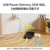 Elecom MPA-ACCP9335WH 35W Type-C 2 Port USB PD Charger Swing