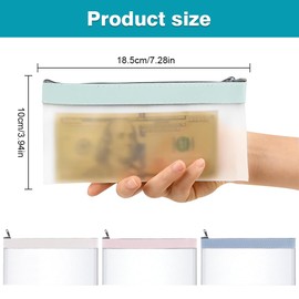 Money Bags with Zipper, 4 Pcs Clear Cash Envelopes Coin Purse, 210x105mm Money Wallets for Cash Waterproof Cash Envelopes for Check Wallet Receipt Organizer Tool Pouch(4 Colors)