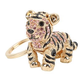 Kodrily 1PCS Tiger Keychain Sparkling Charm, Rhinestones Key Ring, Metal Finger Tiger Key Chain, Decorative Key Rings Tiger, 5 x 4cm / 2 x 1.6in for Car Keys Handbag Decor (Pink)