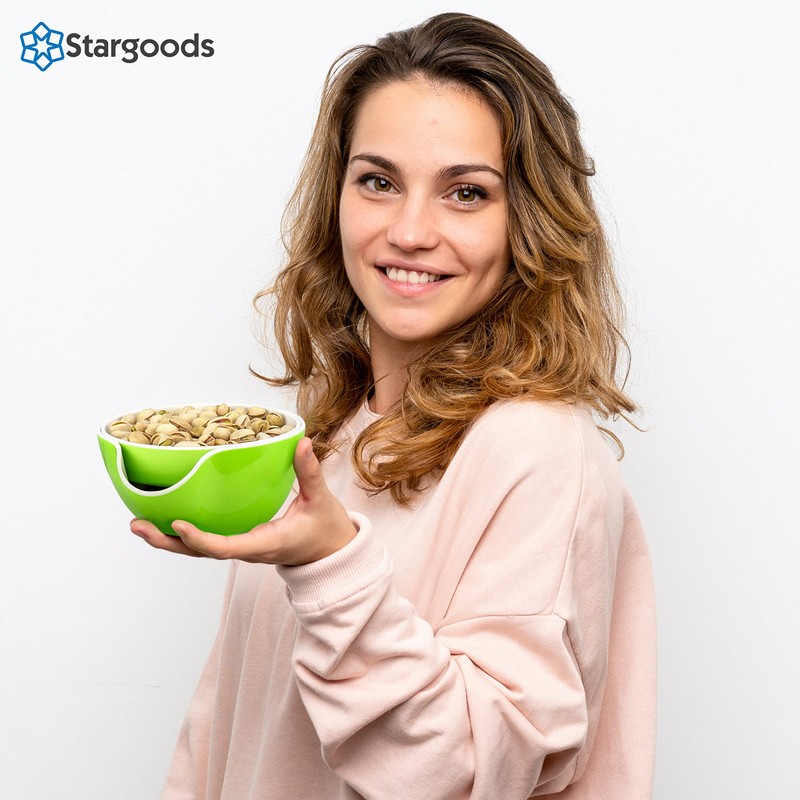 Stargoods Pistachio Bowl, Snack Serving Dish, Double Peanut Bowl with