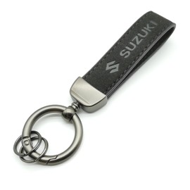 MELDBUPO Leather Car Keychain Motorcycle Key Chain Key Fob Holder Keychain Keyrings Zinc Alloy Buckle for Suzuki Car Auto Accessory Key Ring, Black Out, Small