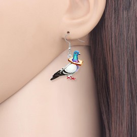 HUAGEO Valentine Day Acrylic Cute Rose Carrier Pigeon Earrings Hawaii Beach Dove Bread Birds Animals Dangle Jewelry Gifts For Women Charms (White)