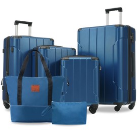 TREATLIFE HOME Expandable Lightweight Hardshell Luggage Set for Stress-Free Travel, Includes 6 Pieces for Family Adventures, Blue