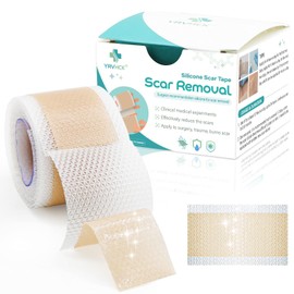 YRVHCK Medical Grade Soft Silicone Tape for Scar Removal (1''x 120'') Scar Treatment, 1 Roll 180cm with 5cm Crease Silicone Scar Sheets, Keloid Bump Removal Easy to Tear Without Scissors