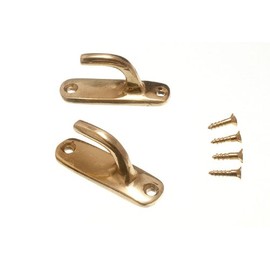 CURTAIN TIE HOLD BACK HOOKS MODERN SOLID BRASS 45MM WITH SCREWS ( 1 pair )