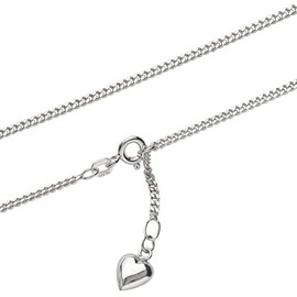 NKlaus 1728 Women's Anklet 925 Sterling Silver Width 2.1 mm Curb Chain with Heart Spring Ring Clasp 25 cm, Sterling Silver, No gemstone
