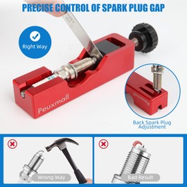 Spark Plug Gap Tool, Spark Plug Gapping Tool with 32 Blade Steel Feeler Gauge, Universal Spark Plug Gap Tool for Most 10mm 12mm 14mm 16mm Spark Plugs (Red)