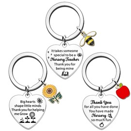 SDOFY 3Pcs Nursery Teacher Thank You Gifts Nursery Teacher Leaving Gifts Thank You Nursery Keyrings Nursery Teacher Keychain