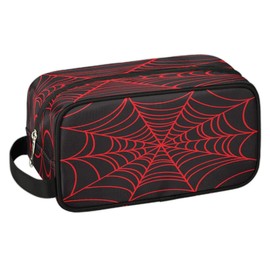 LLCXCSI Black Spider Web Boys Travel Toiletry Bag, Kids Waterproof Hanging Dopp Kit, Wash Bag with Large Capacity for Travel, Sports, Shower